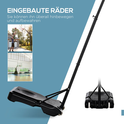 Adjustable basketball hoop for children, 194-249 cm, black