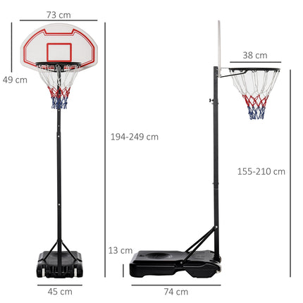 Adjustable basketball hoop for children, 194-249 cm, black