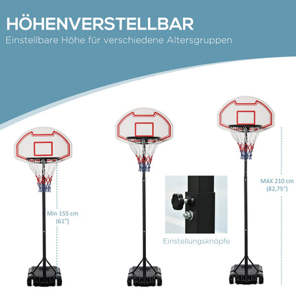 Adjustable basketball hoop for children, 194-249 cm, black