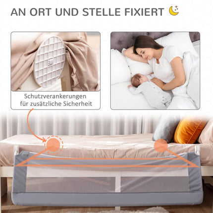 Kinderbettgitter Rausfallschutz, Grau, 150cm