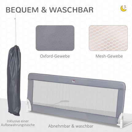 Kinderbettgitter Rausfallschutz, Grau, 150cm