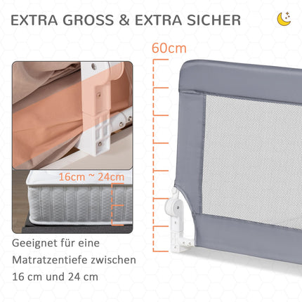 Kinderbettgitter Rausfallschutz, Grau, 150cm