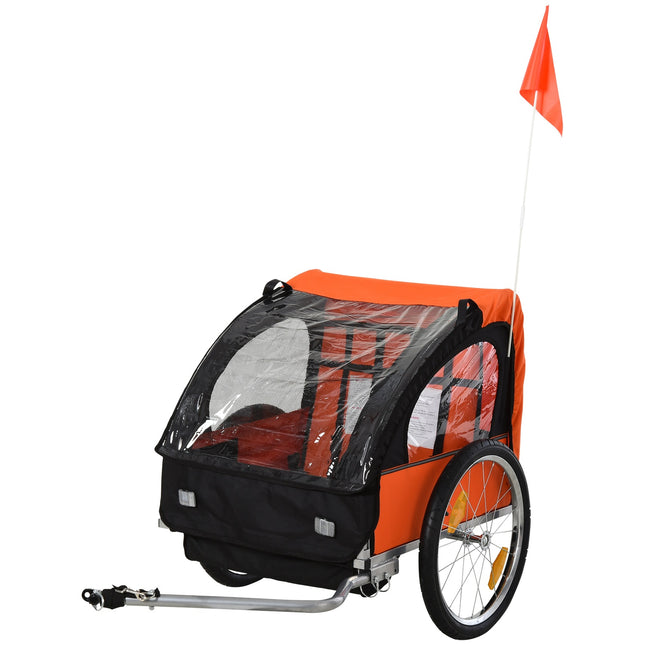 Kinderfahrradanhänger für 2, Stahlrahmen, Sicherheitsgurte