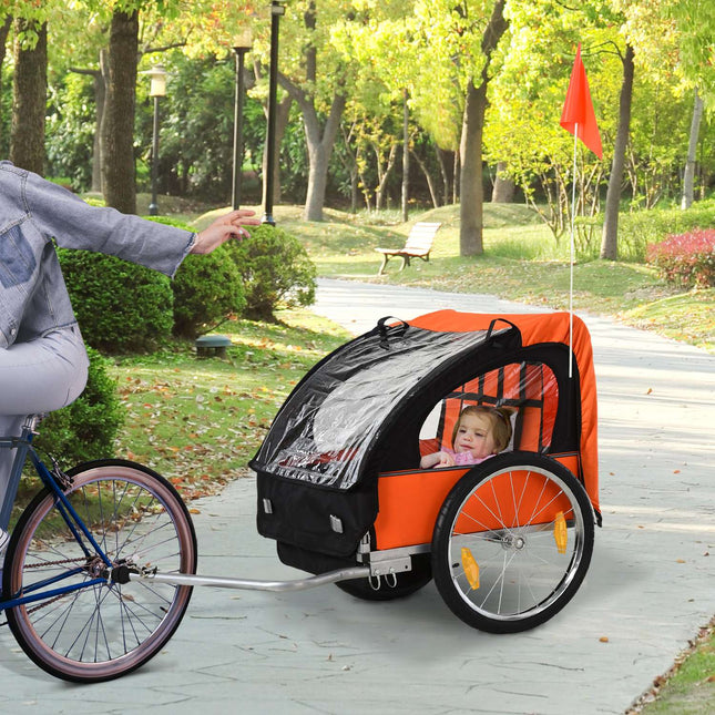 Kinderfahrradanhänger für 2, Stahlrahmen, Sicherheitsgurte