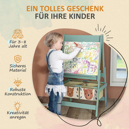 3-in-1 easel for children - Blackboard and whiteboard with paper roll