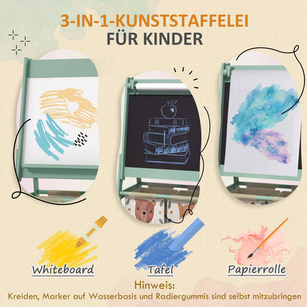 3-in-1 easel for children - Blackboard and whiteboard with paper roll