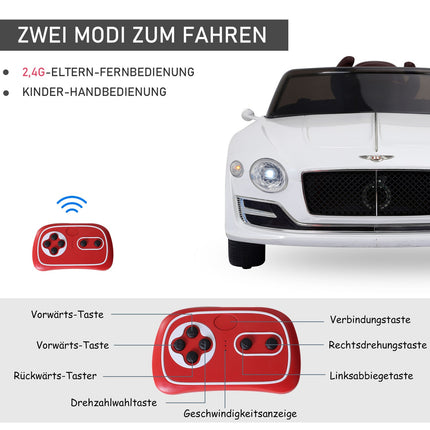 Elektrisches Kinderauto mit Fernbedienung – 2 Motoren, weiß, 108 cm