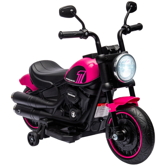 Elektromotorrad für Kinder, pink, 2 abnehmbare Stützräder, 1.5-3 km/h