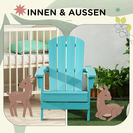Kinder-Adirondack-Stuhl in Türkis für Kinder ab 3 Jahren mit Lattenrost-Design