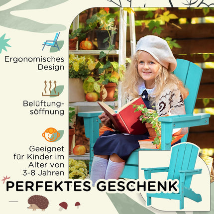 Kinder-Adirondack-Stuhl in Türkis für Kinder ab 3 Jahren mit Lattenrost-Design