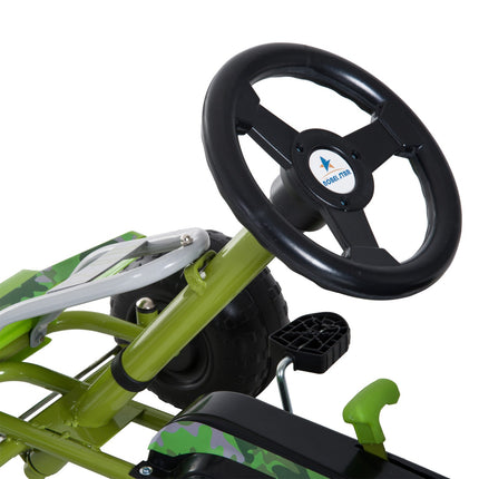Grünes Pedal-Gokart für Kinder mit verstellbarem Sitz und Bremse