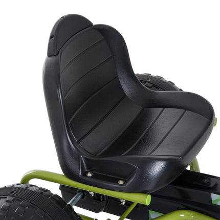 Grünes Pedal-Gokart für Kinder mit verstellbarem Sitz und Bremse