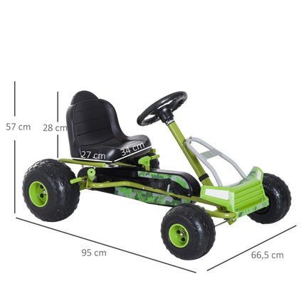 Grünes Pedal-Gokart für Kinder mit verstellbarem Sitz und Bremse
