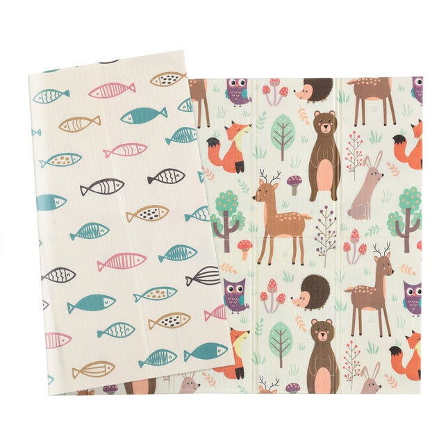 Klappbare Spielmatte für Kinder, Tiermotive & Fische, 200x150 cm