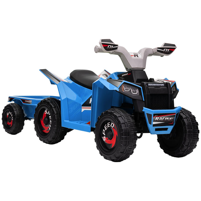 Electric quad bike for children with trailer, 6V, blue, 1.5-3 years