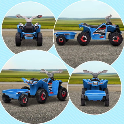 Elektro-Quad für Kinder mit Anhänger, 6V, blau, 1,5-3 Jahre