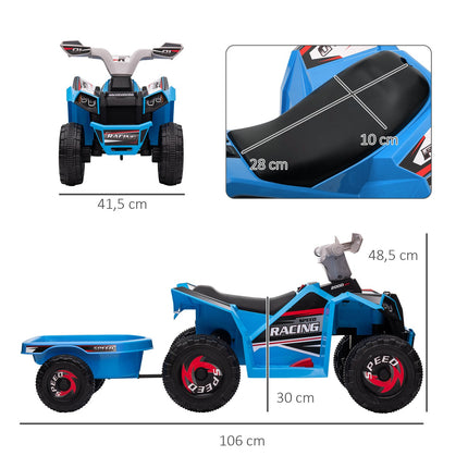 Elektro-Quad für Kinder mit Anhänger, 6V, blau, 1,5-3 Jahre
