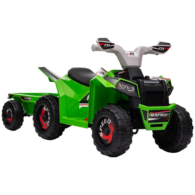 Elektro-Quad für Kinder mit Anhänger – 6V, 2,5 km/h, grün