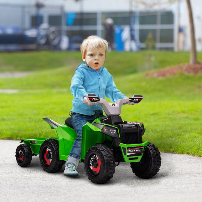 Elektro-Quad für Kinder mit Anhänger – 6V, 2,5 km/h, grün