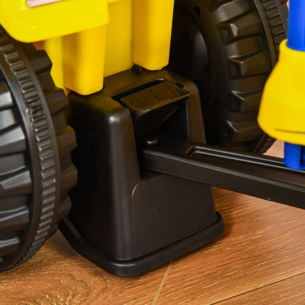 Gelber Aufsitz-Traktor mit Anhänger und Hupe für Kinder