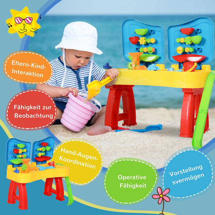 Children's sand and water activity table with 31 toys