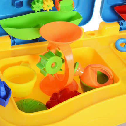 Children's sand and water activity table with 31 toys
