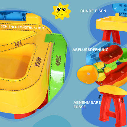 Children's sand and water activity table with 31 toys