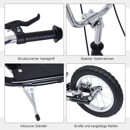 Cityroller für Kinder mit Bremsen, 16/12 Zoll, schwarz
