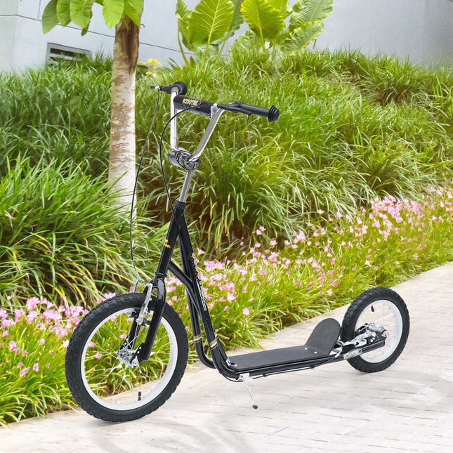 Cityroller für Kinder mit Bremsen, 16/12 Zoll, schwarz