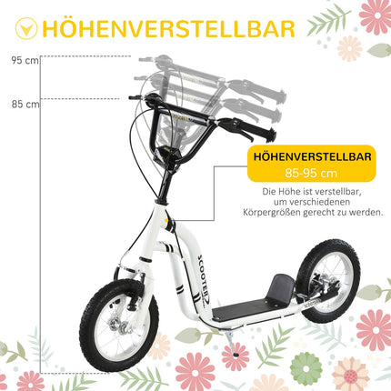 City scooter for children - 12"" pneumatic tires, aluminum, white