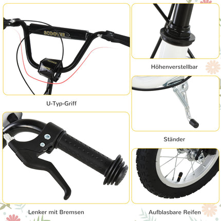 City scooter for children - 12"" pneumatic tires, aluminum, white