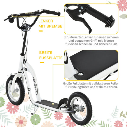 City scooter for children - 12"" pneumatic tires, aluminum, white