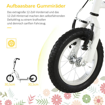 City scooter for children - 12"" pneumatic tires, aluminum, white