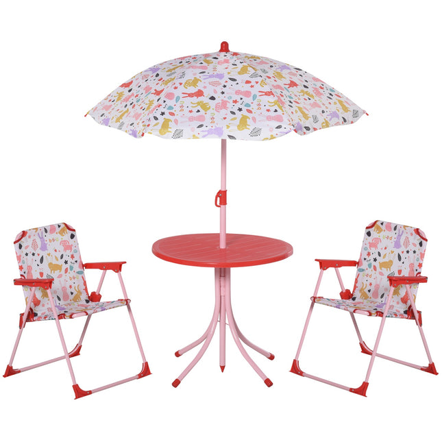 Camping-Set für Kinder: Tisch, 2 Klappstühle und Sonnenschirm