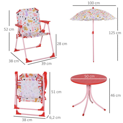 Camping-Set für Kinder: Tisch, 2 Klappstühle und Sonnenschirm