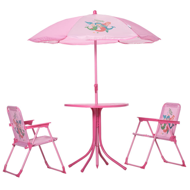 Gartenset für Kinder: Tisch, Stühle & Sonnenschirm, Pink