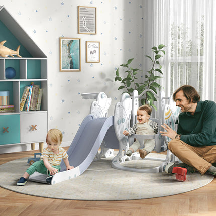 Kinderrutsche und -schaukel 3-in-1-Set mit Basketballkorb