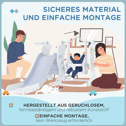 Kinderrutsche und -schaukel 3-in-1-Set mit Basketballkorb