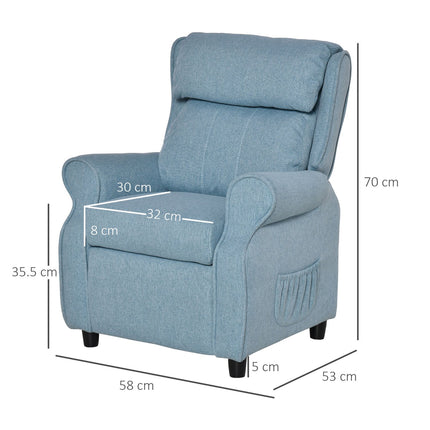 Blaues Kindersofa mit Klappsitz & Fußteil, 3-5 Jahre