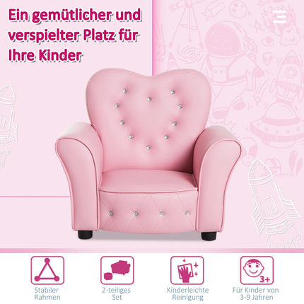 Rosa herzförmiges Sofa für Kinder – gemütliches und niedliches Design