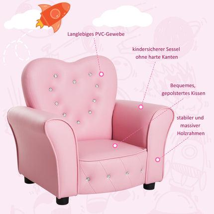 Rosa herzförmiges Sofa für Kinder – gemütliches und niedliches Design