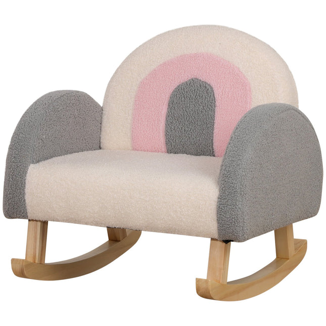 Children's rocking chair - Grey, Cozy lambskin, 3-5 years
