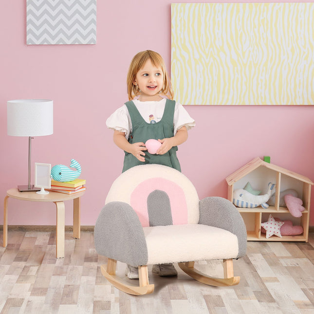 Children's rocking chair - Grey, Cozy lambskin, 3-5 years