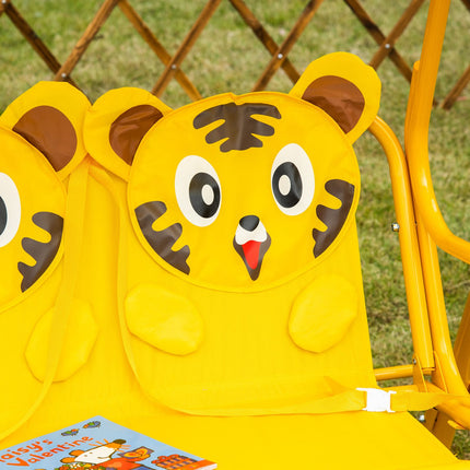 2-Sitzer Metallschaukel für Kinder mit Sonnenschutz - gelb