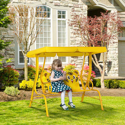 2-Sitzer Metallschaukel für Kinder mit Sonnenschutz - gelb