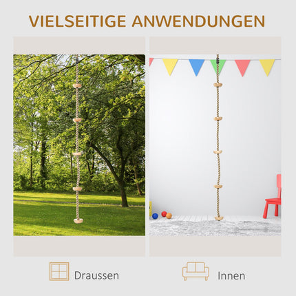 Kletterseil für Kinder mit Holzstufen, 2 m