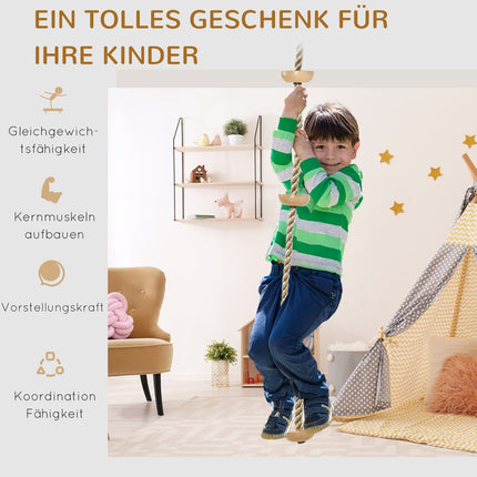Kletterseil für Kinder mit Holzstufen, 2 m