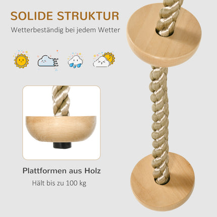 Kletterseil für Kinder mit Holzstufen, 2 m
