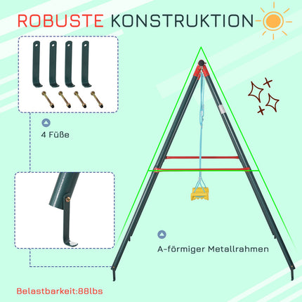 Metallschaukel für Kinder von 6–12 Jahren, 155x160x180 cm