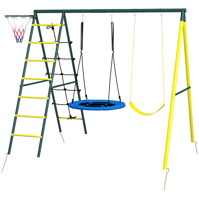 4-in-1 Kinderschaukel-Set mit Stangen und Leiter, Stahl